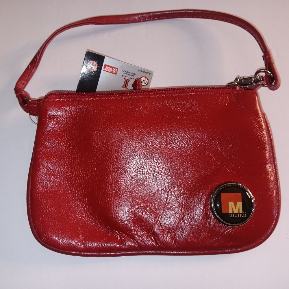 Mundi Zipper Closure Wristlet Wallet Bag & ID Cardcase, Red